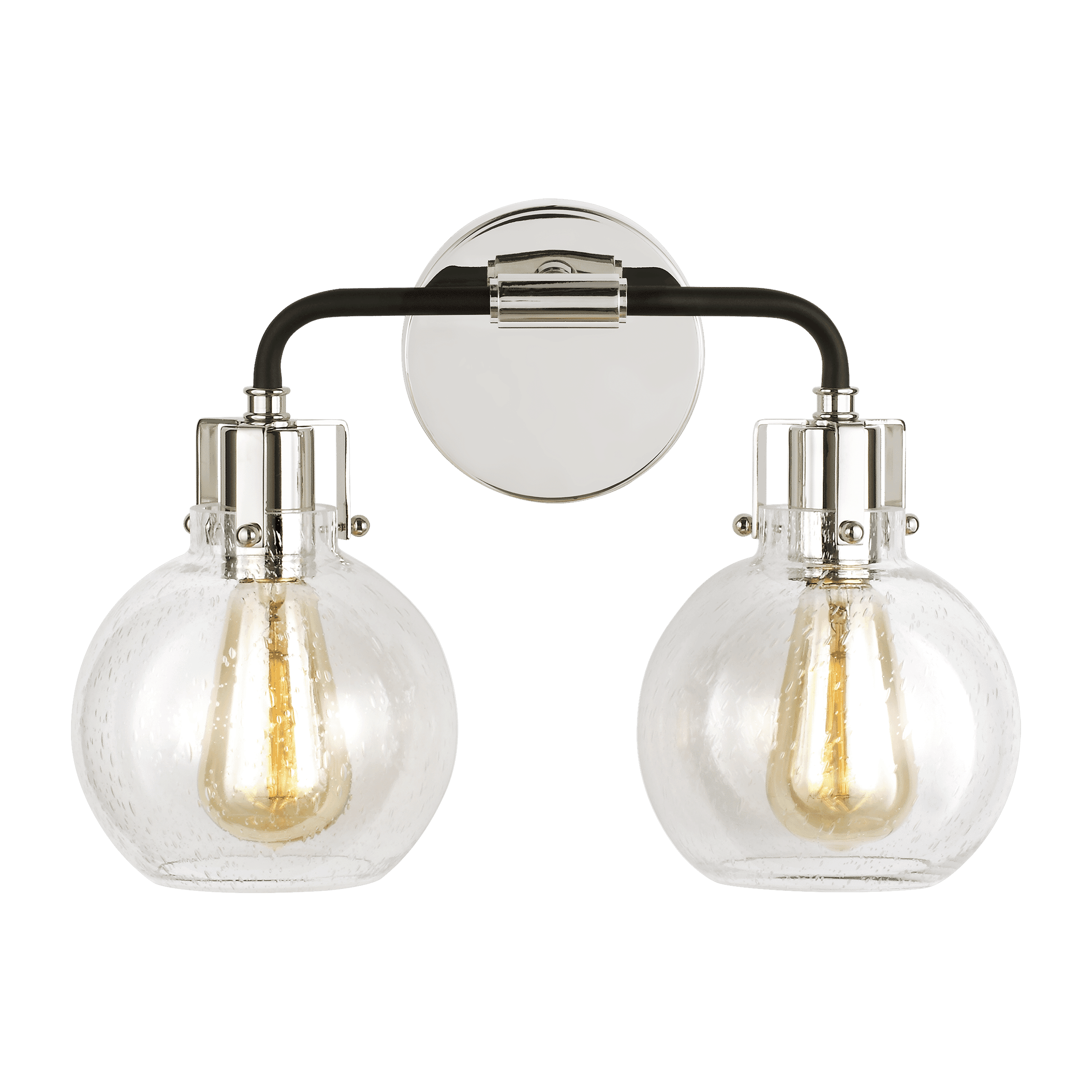 Generation Lighting Clara 2-Light Bathroom Vanity Light in Polished Nickel And Textured Black by Sean Lavin