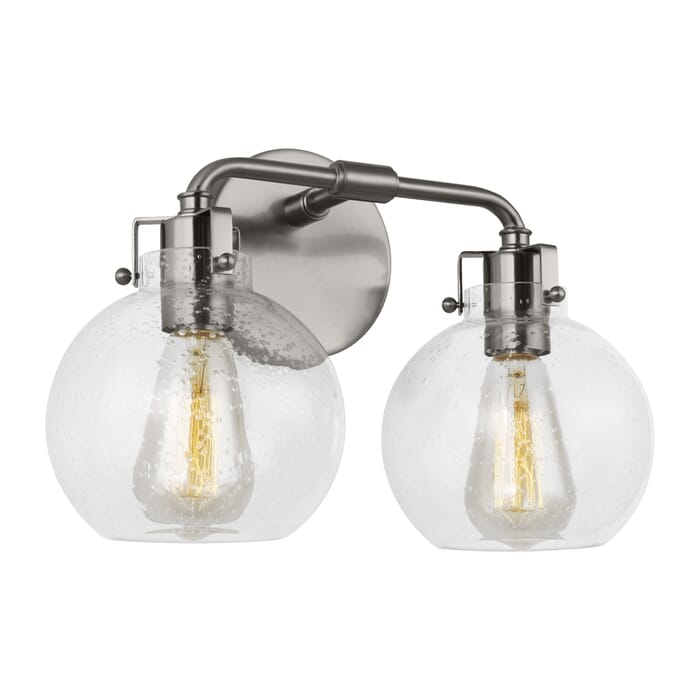 Generation Lighting Clara 2-Light Bathroom Vanity Light in Satin Nickel by Sean Lavin Generation Lighting Clara 2-Light Bathroom Vanity Light in Satin Nickel by Sean Lavin