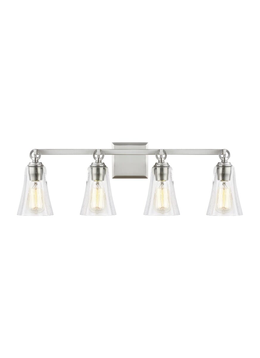 Generation Lighting Monterro 4-Light Bathroom Vanity Light in Satin Nickel by Sean Lavin