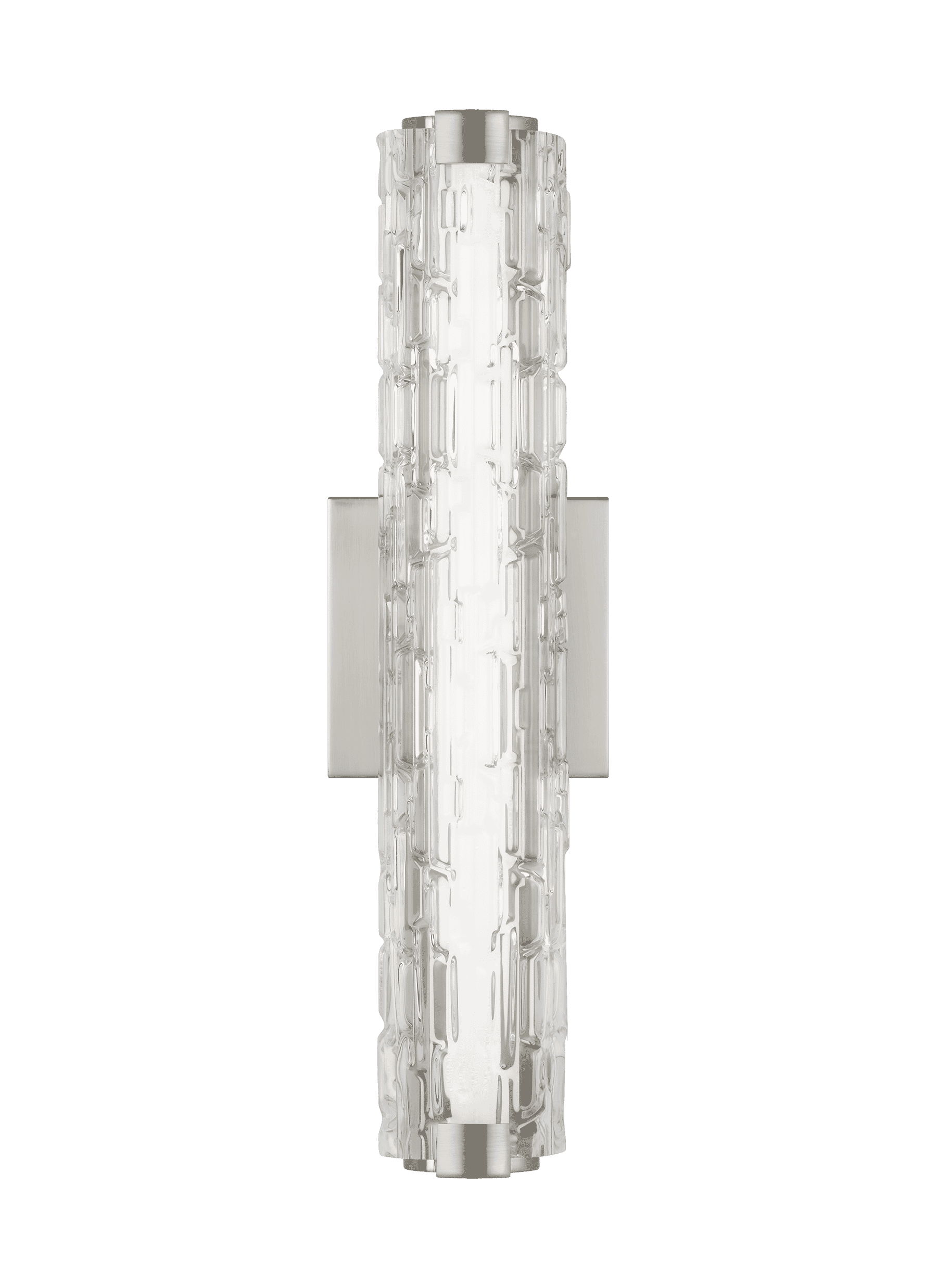 Feiss Cutler LED Bathroom Vanity Light in Satin Nickel with Staggered Rock Glass