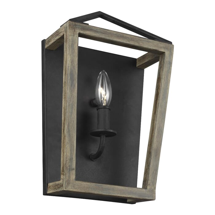 Generation Lighting Gannet Wall Sconce in Weathered Oak Wood And Antique Forged Iron by Sean Lavin Generation Lighting Gannet Wall Sconce in Weathered Oak Wood And Antique Forged Iron by Sean Lavin