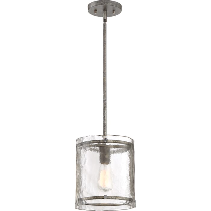 Quoizel Fortress 9" Pendant Light in Mottled Silver Quoizel Fortress 9" Pendant Light in Mottled Silver