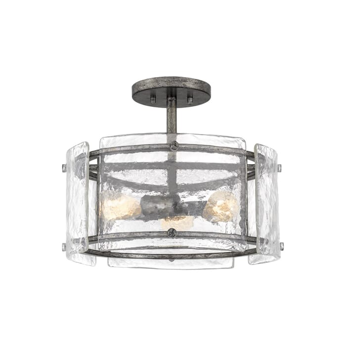 Quoizel Fortress 3-Light Ceiling Light in Mottled Silver Quoizel Fortress 3-Light Ceiling Light in Mottled Silver