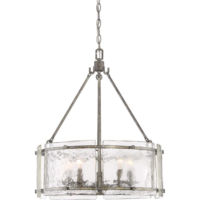 Quoizel Fortress 5-Light 21" Pendant Light in Mottled Silver Quoizel Fortress 5-Light 21" Pendant Light in Mottled Silver