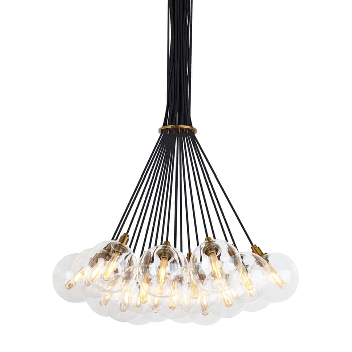 Tech Gambit Transitional Chandelier in Aged Brass and Clear Tech Gambit Transitional Chandelier in Aged Brass and Clear