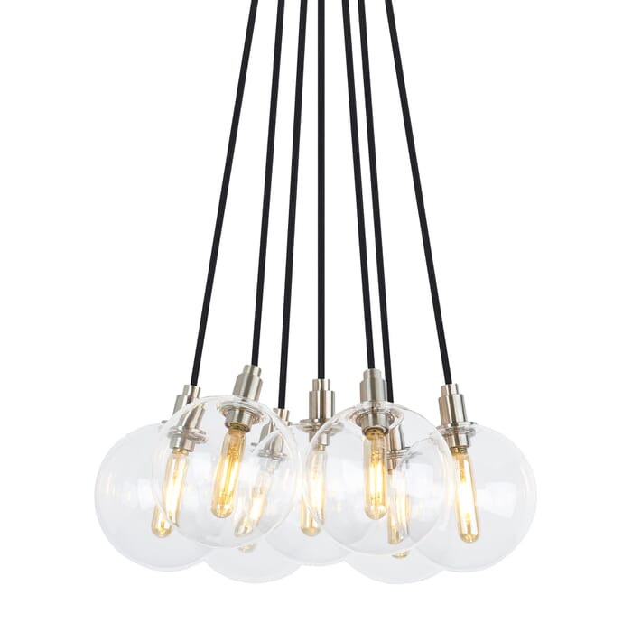 Tech Gambit Contemporary Chandelier in Satin Nickel and Clear Tech Gambit Contemporary Chandelier in Satin Nickel and Clear