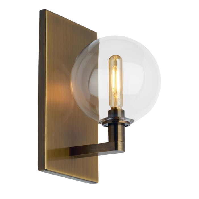 Tech Gambit 9" Wall Sconce in Aged Brass and Clear Tech Gambit 9" Wall Sconce in Aged Brass and Clear