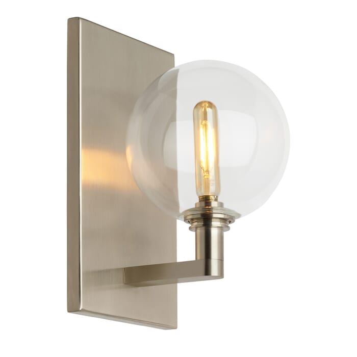 Tech Gambit 9" Wall Sconce in Satin Nickel and Clear Tech Gambit 9" Wall Sconce in Satin Nickel and Clear