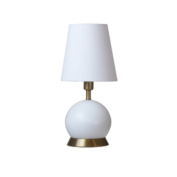 House of Troy Geo 12" Ball Accent Lamp in White/Weathered Brass