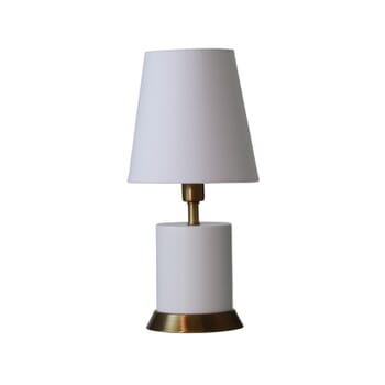 House of Troy Geo 12" Cylinder Accent Lamp in White/Weathered Brass