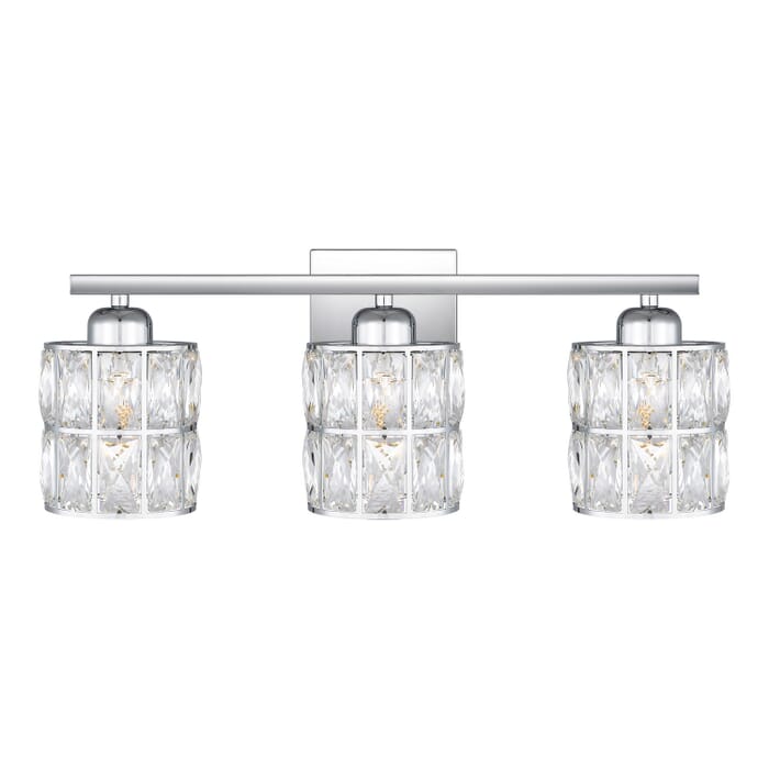 Gibson 3-Light Bathroom Vanity Light in Polished Chrome Gibson 3-Light Bathroom Vanity Light in Polished Chrome