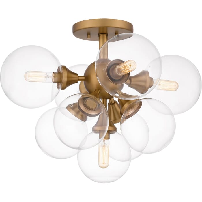 Glinda 5-Light Semi-Flush Mount in Brushed Weathered Brass Glinda 5-Light Semi-Flush Mount in Brushed Weathered Brass