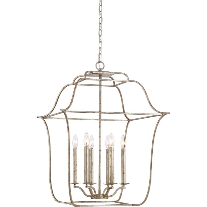 Quoizel Gallery 6-Light 30" Transitional Chandelier in Century Silver Leaf Quoizel Gallery 6-Light 30" Transitional Chandelier in Century Silver Leaf
