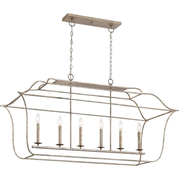 Quoizel Gallery 6-Light 48" Kitchen Island Light in Century Silver Leaf Quoizel Gallery 6-Light 48" Kitchen Island Light in Century Silver Leaf