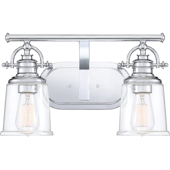 Quoizel Grant 2-Light 10" Bathroom Vanity Light in Polished Chrome Quoizel Grant 2-Light 10" Bathroom Vanity Light in Polished Chrome