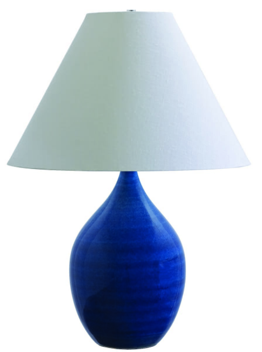 House of Troy Scatchard 28" Stoneware Table Lamp in Blue Gloss