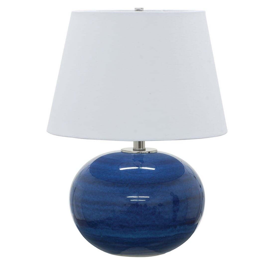 House of Troy Scatchard 22" Stoneware Table Lamp in Blue Gloss