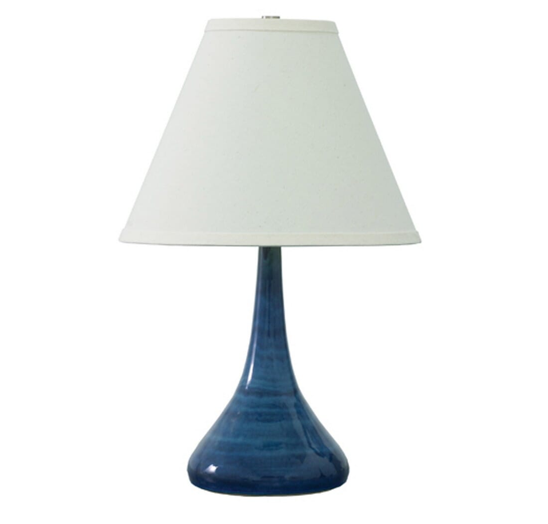 House of Troy Scatchard 19" Stoneware Table Lamp in Blue Gloss