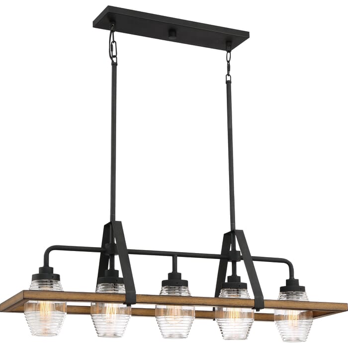 Quoizel Guilford 5-Light 40" Kitchen Island Light in Grey Ash Quoizel Guilford 5-Light 40" Kitchen Island Light in Grey Ash