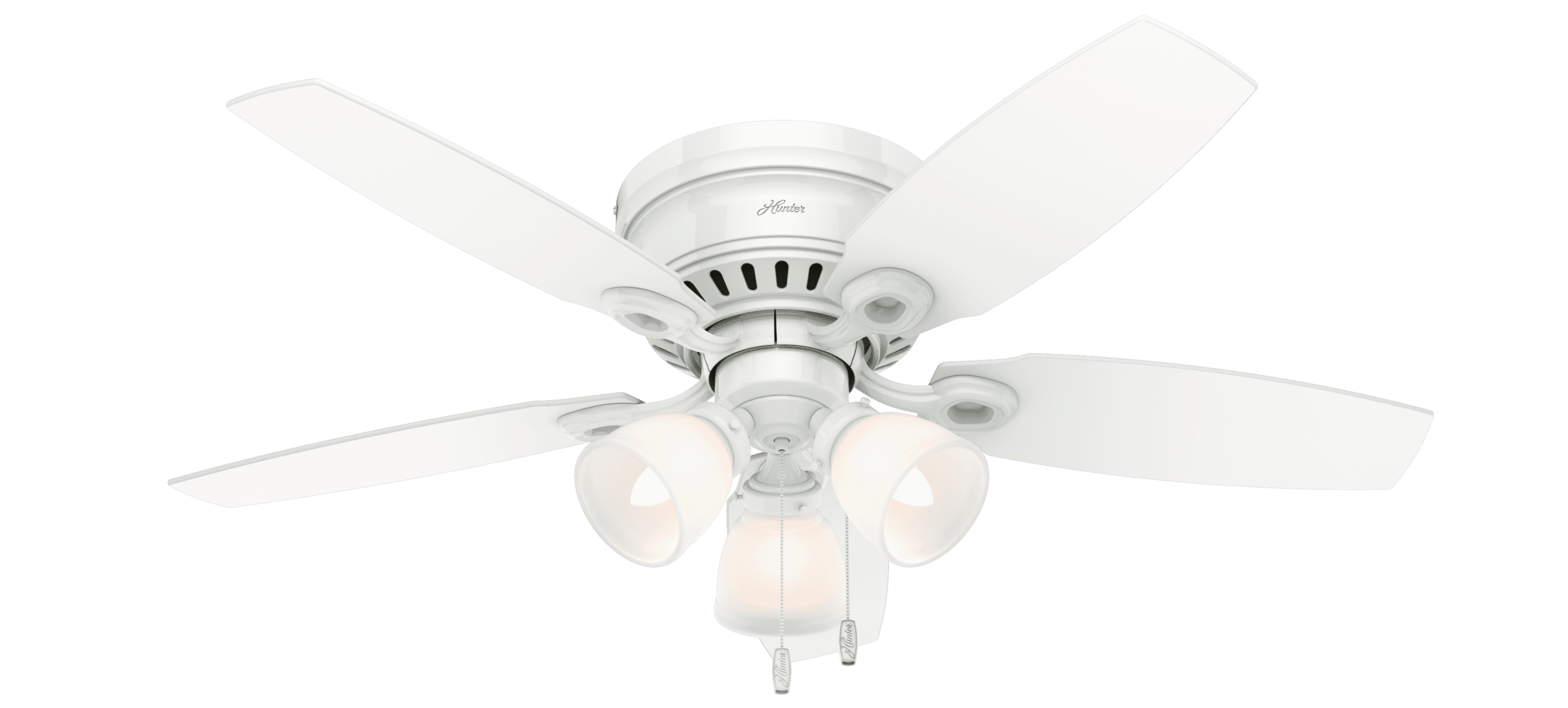 Hunter Hatherton 3 Light 46 Indoor Flush Mount Ceiling Fan In Snow White Lightsonlinecom