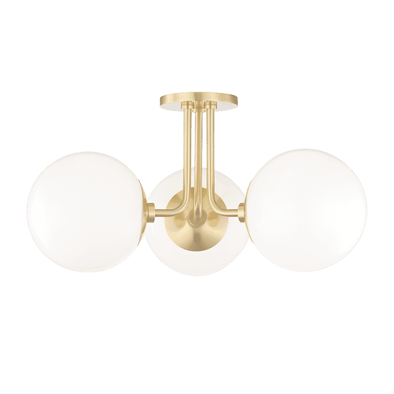 Mitzi Stella 3-Light Semi Flush in Aged Brass