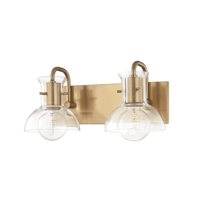 Mitzi Riley 2-Light 15" Bathroom Vanity Light in Aged Brass Mitzi Riley 2-Light 15" Bathroom Vanity Light in Aged Brass