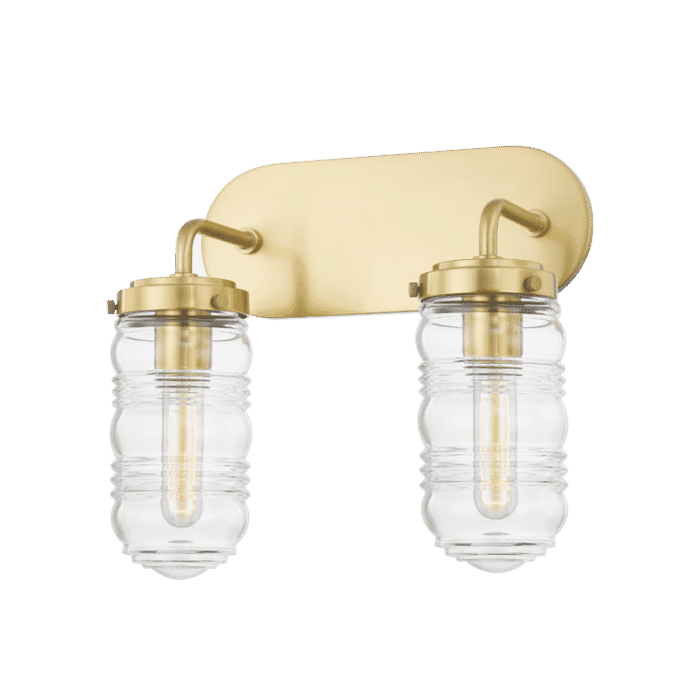 Mitzi Clara 2-Light Bathroom Vanity Light in Aged Brass Mitzi Clara 2-Light Bathroom Vanity Light in Aged Brass