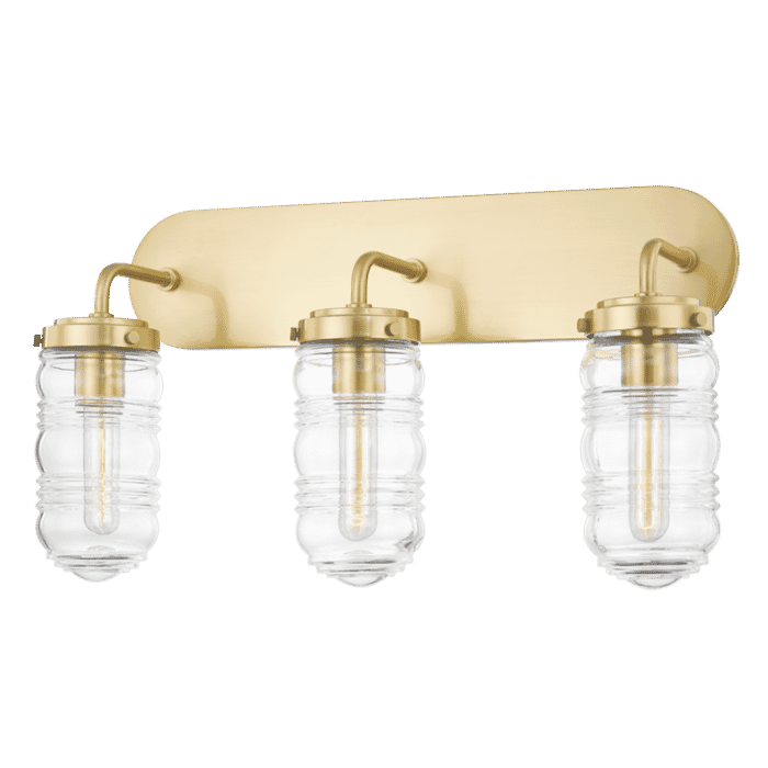 Mitzi Clara 3-Light Bathroom Vanity Light in Aged Brass Mitzi Clara 3-Light Bathroom Vanity Light in Aged Brass