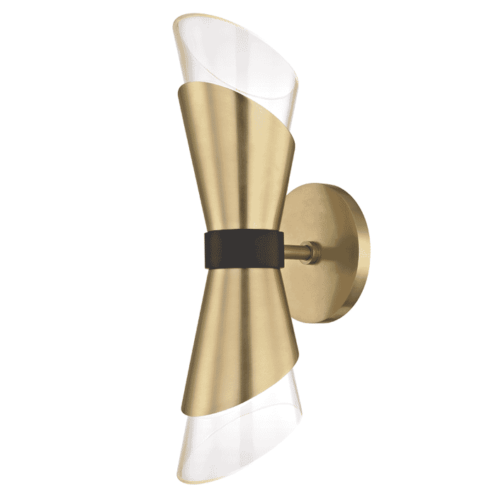 Mitzi Angie 2-Light 15" Wall Sconce in Aged Brass and Black Mitzi Angie 2-Light 15" Wall Sconce in Aged Brass and Black
