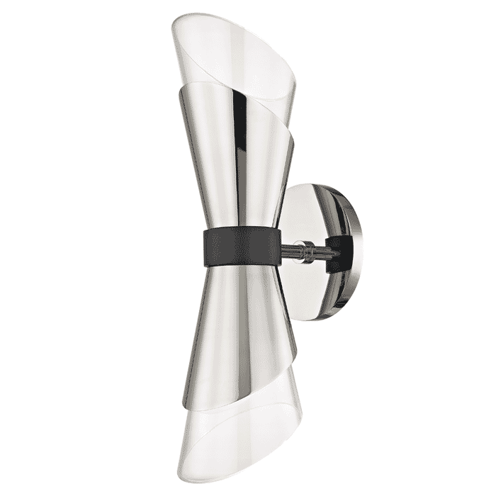 Mitzi Angie 2-Light 15" Wall Sconce in Polished Nickel and Black Mitzi Angie 2-Light 15" Wall Sconce in Polished Nickel and Black