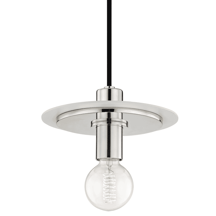 Mitzi Milo 8" Mini Pendant in Polished Nickel and White Mitzi Milo 8" Mini Pendant in Polished Nickel and White