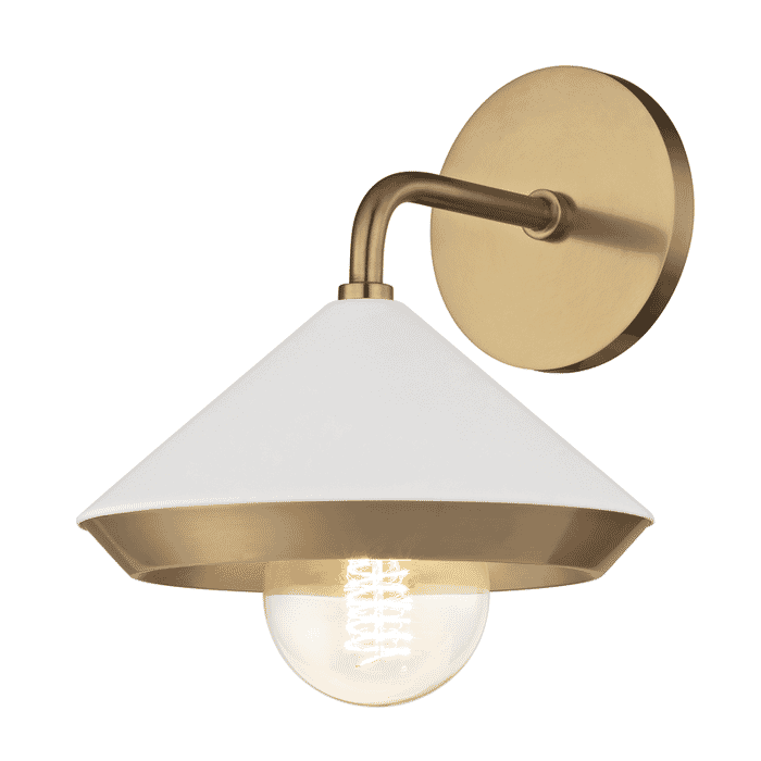 Mitzi Marnie 11" Wall Sconce in Aged Brass and White Mitzi Marnie 11" Wall Sconce in Aged Brass and White