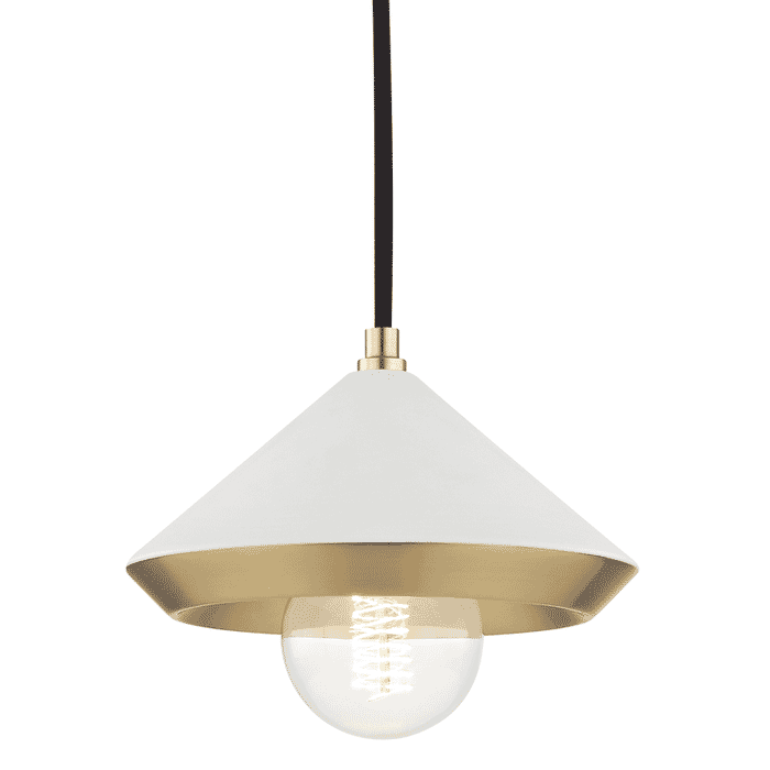 Mitzi Marnie 7" Mini Pendant in Aged Brass and White Mitzi Marnie 7" Mini Pendant in Aged Brass and White