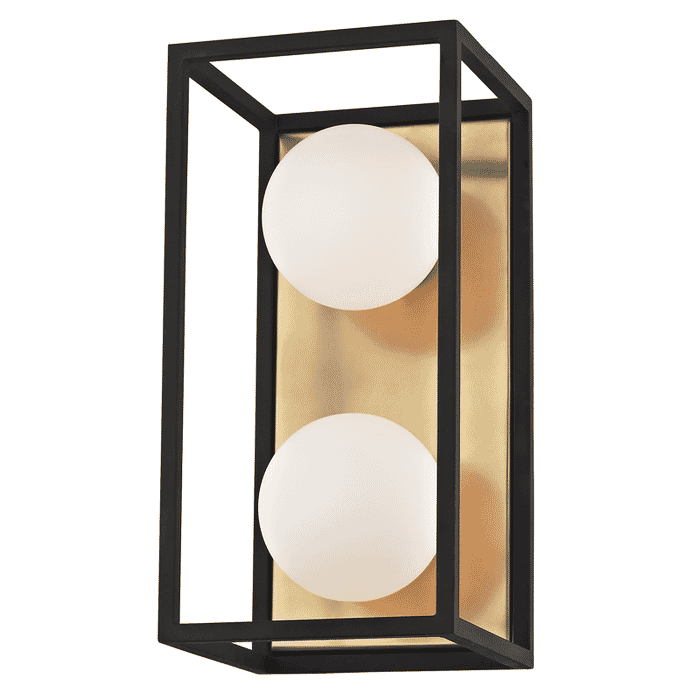 Mitzi Aira 2-Light 10" Bathroom Vanity Light in Aged Brass and Black Mitzi Aira 2-Light 10" Bathroom Vanity Light in Aged Brass and Black