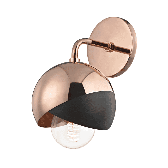 Mitzi Emma 12" Wall Sconce in Polished Copper and Black Mitzi Emma 12" Wall Sconce in Polished Copper and Black