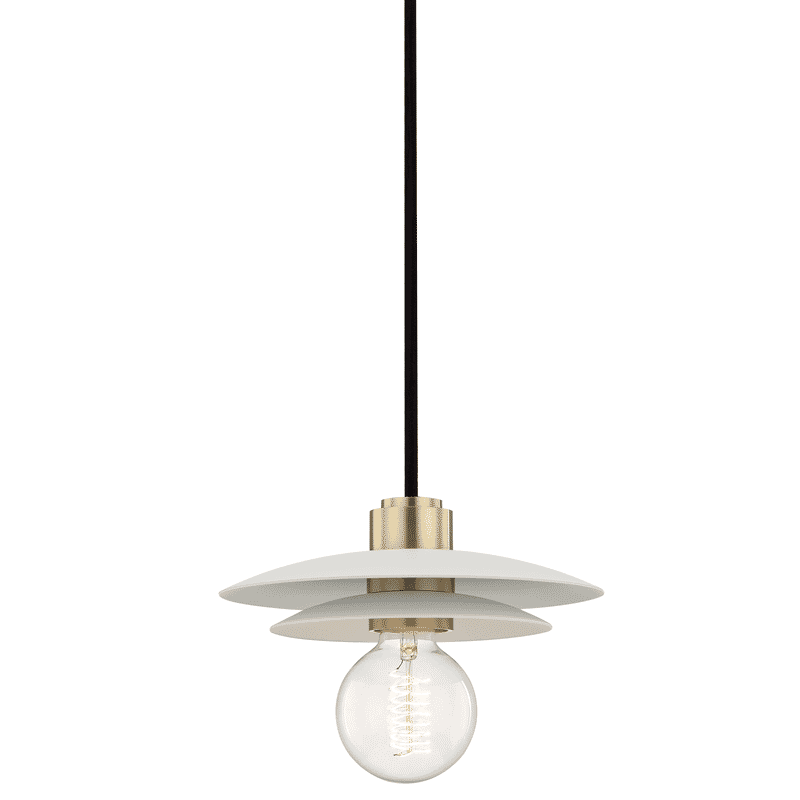 Mitzi Milla 1-Light Small Pendant in Aged Brass With Soft Off White -  H175701S-AGB/WH