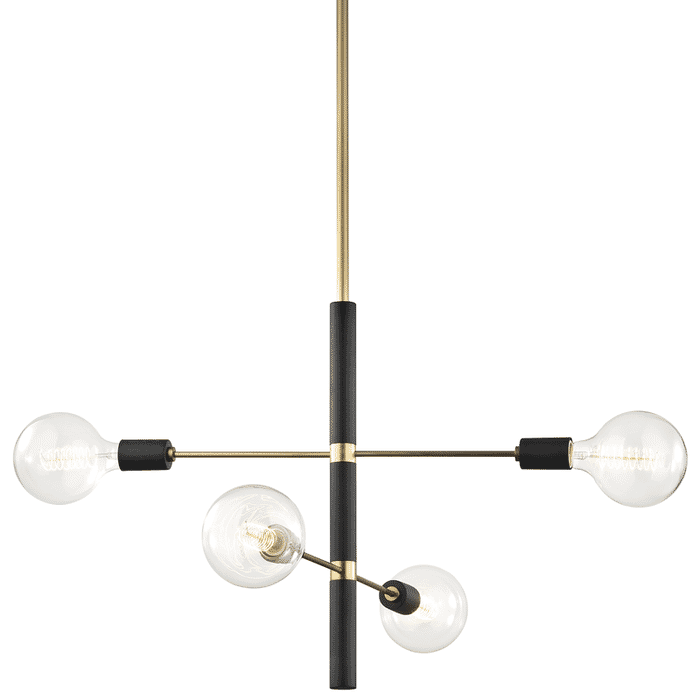 Mitzi Astrid 4-Light Chandelier in Aged Brass and Black Mitzi Astrid 4-Light Chandelier in Aged Brass and Black