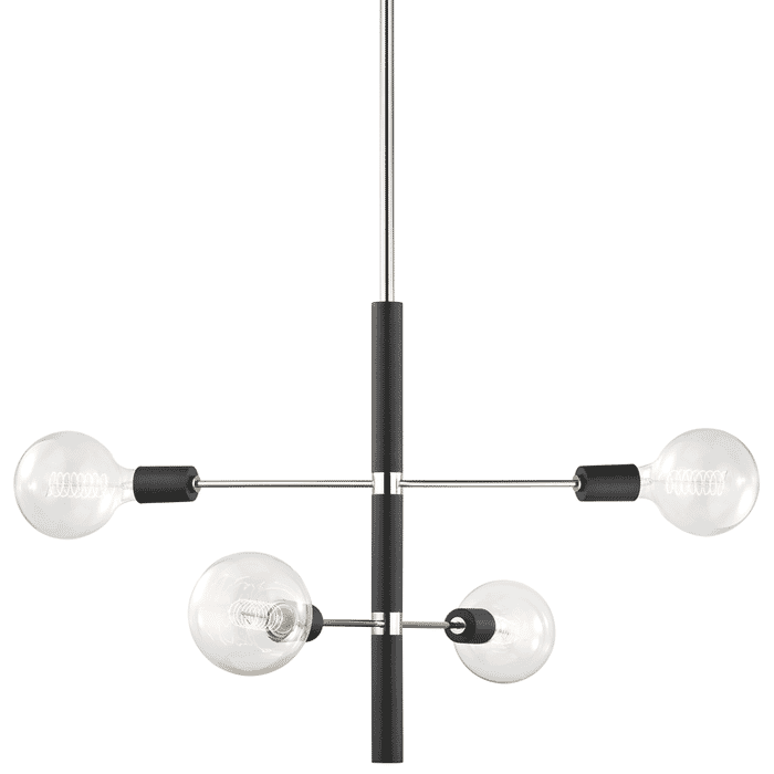 Mitzi Astrid 4-Light Chandelier in Polished Nickel and Black Mitzi Astrid 4-Light Chandelier in Polished Nickel and Black