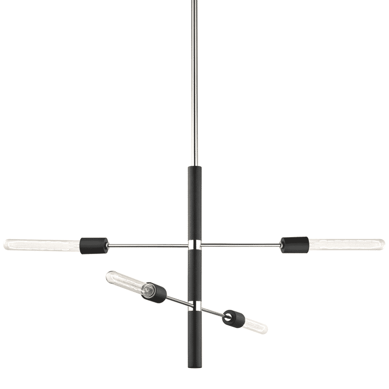 Mitzi Astrid 4-Light Chandelier in Polished Nickel and Black