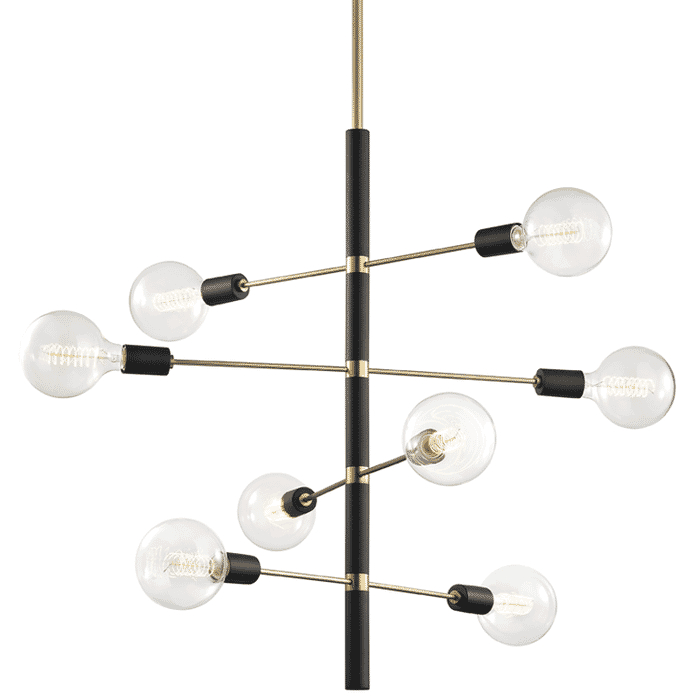 Mitzi Astrid 8-Light Chandelier in Aged Brass and Black Mitzi Astrid 8-Light Chandelier in Aged Brass and Black