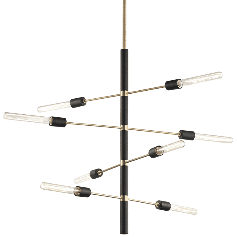 Mitzi Astrid 8-Light Chandelier in Aged Brass and Black