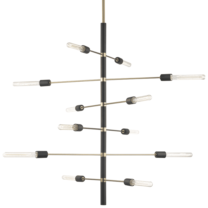 Mitzi Astrid 12-Light Chandelier in Aged Brass and Black