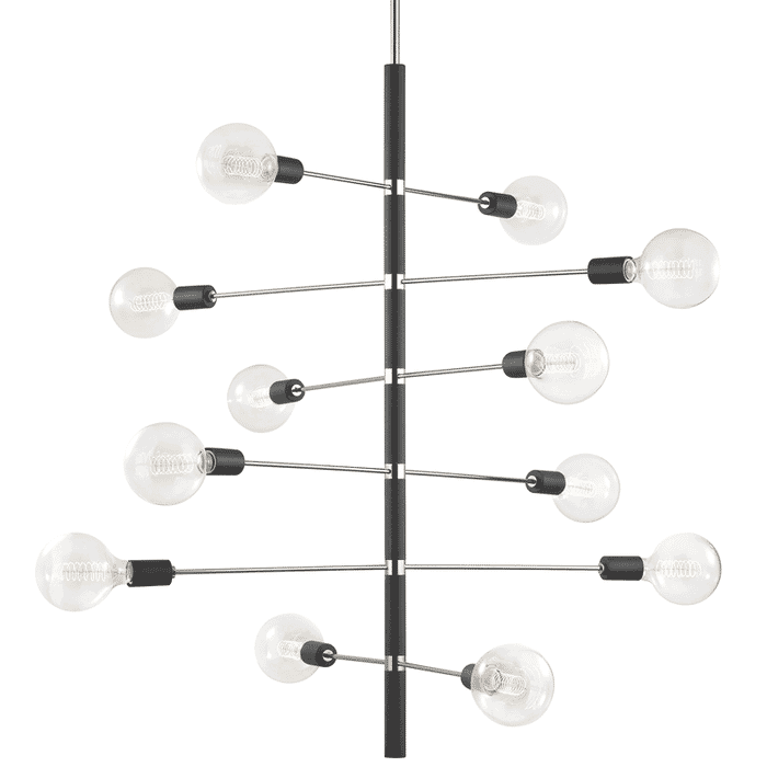 Mitzi Astrid 12-Light Chandelier in Polished Nickel and Black Mitzi Astrid 12-Light Chandelier in Polished Nickel and Black