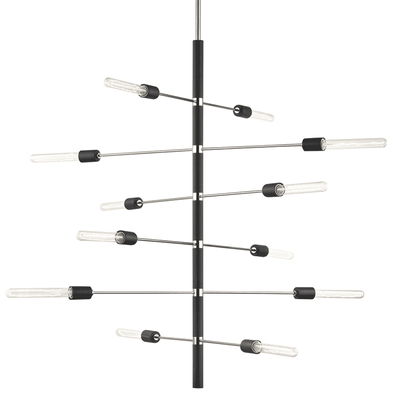 Mitzi Astrid 12-Light Chandelier in Polished Nickel and Black
