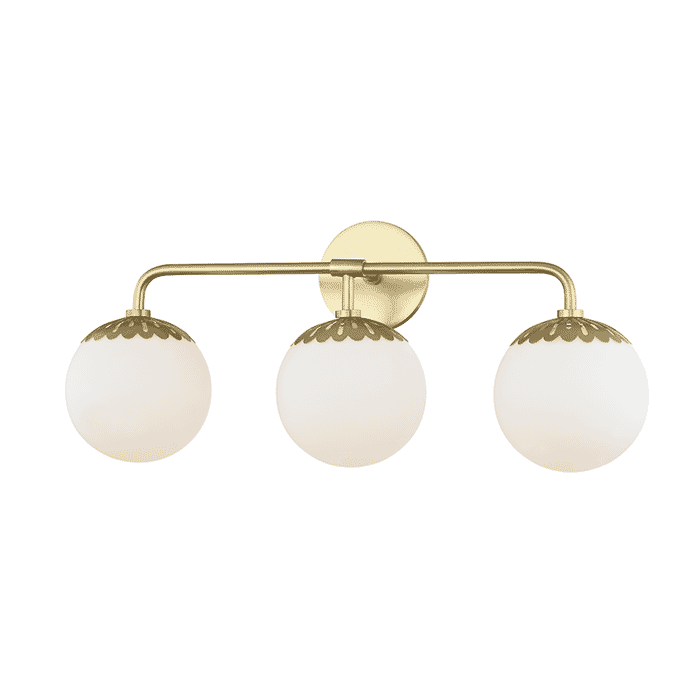Mitzi Paige 3-Light 23" Bathroom Vanity Light in Aged Brass Mitzi Paige 3-Light 23" Bathroom Vanity Light in Aged Brass