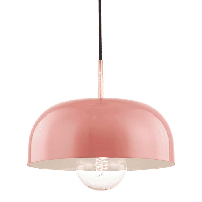 Mitzi Avery 14" Pendant Light in Aged Brass and Pink Mitzi Avery 14" Pendant Light in Aged Brass and Pink
