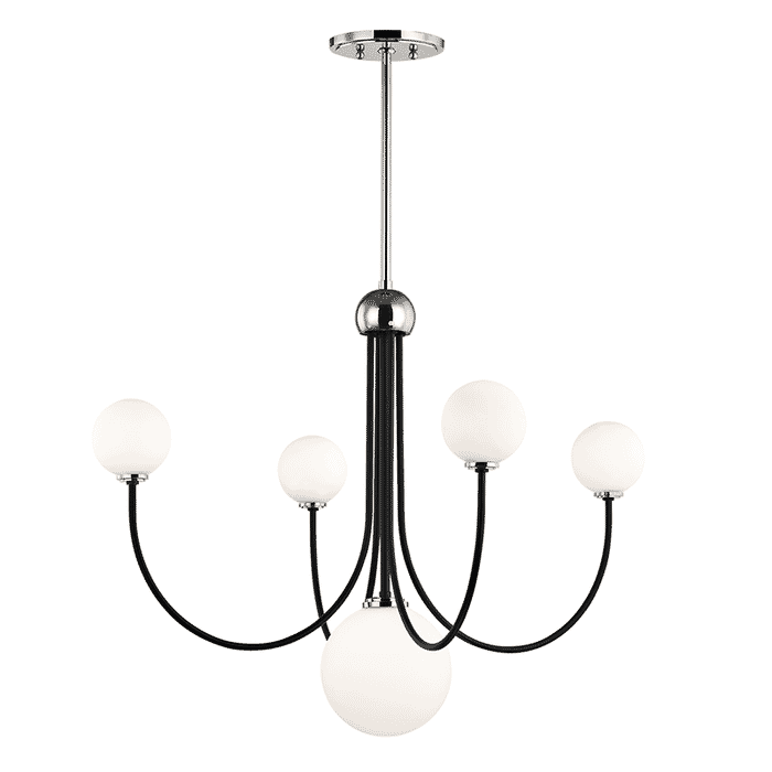 Mitzi Coco 5-Light Chandelier in Polished Nickel and Black Mitzi Coco 5-Light Chandelier in Polished Nickel and Black