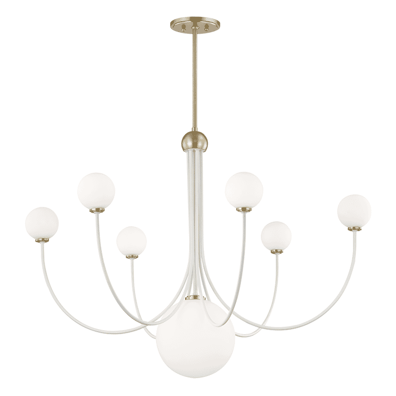 Mitzi Coco 7-Light Chandelier in Aged Brass and White 