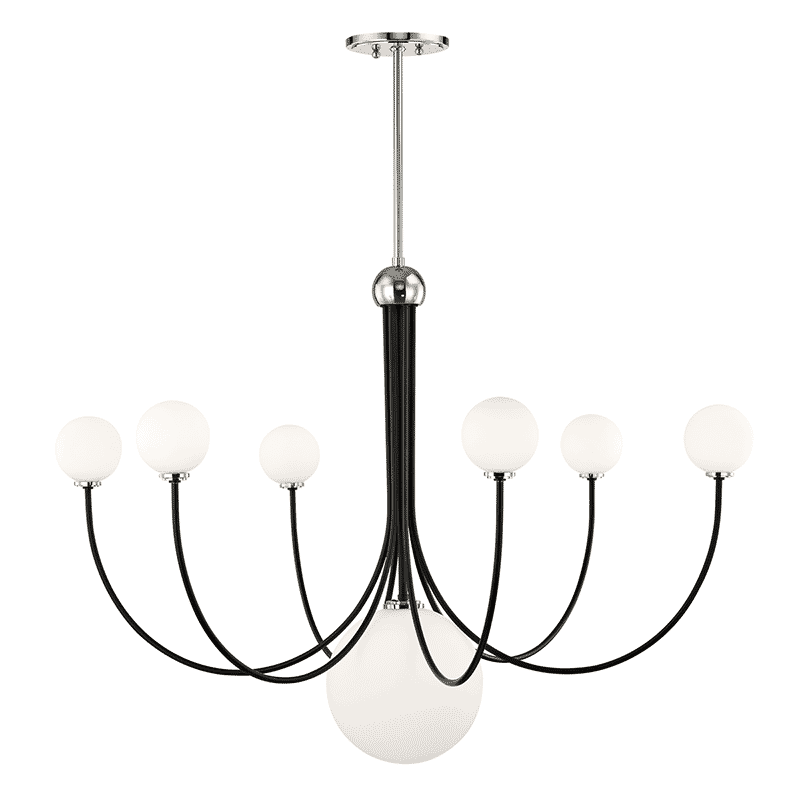 Mitzi Coco 7-Light Chandelier in Polished Nickel and Black