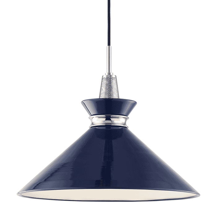 Mitzi Kiki 15" Pendant Light in Polished Nickel and Navy Mitzi Kiki 15" Pendant Light in Polished Nickel and Navy